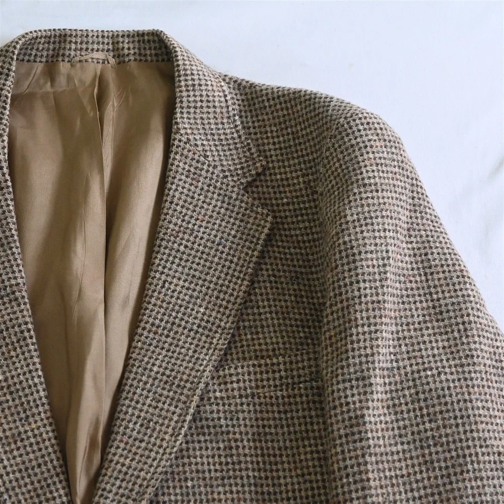 Vtg Levis 44R Brown‎ Blanketweave Tweed 100% Wool Mens Blazer Sport Coat Jacket - Picture 2 of 12